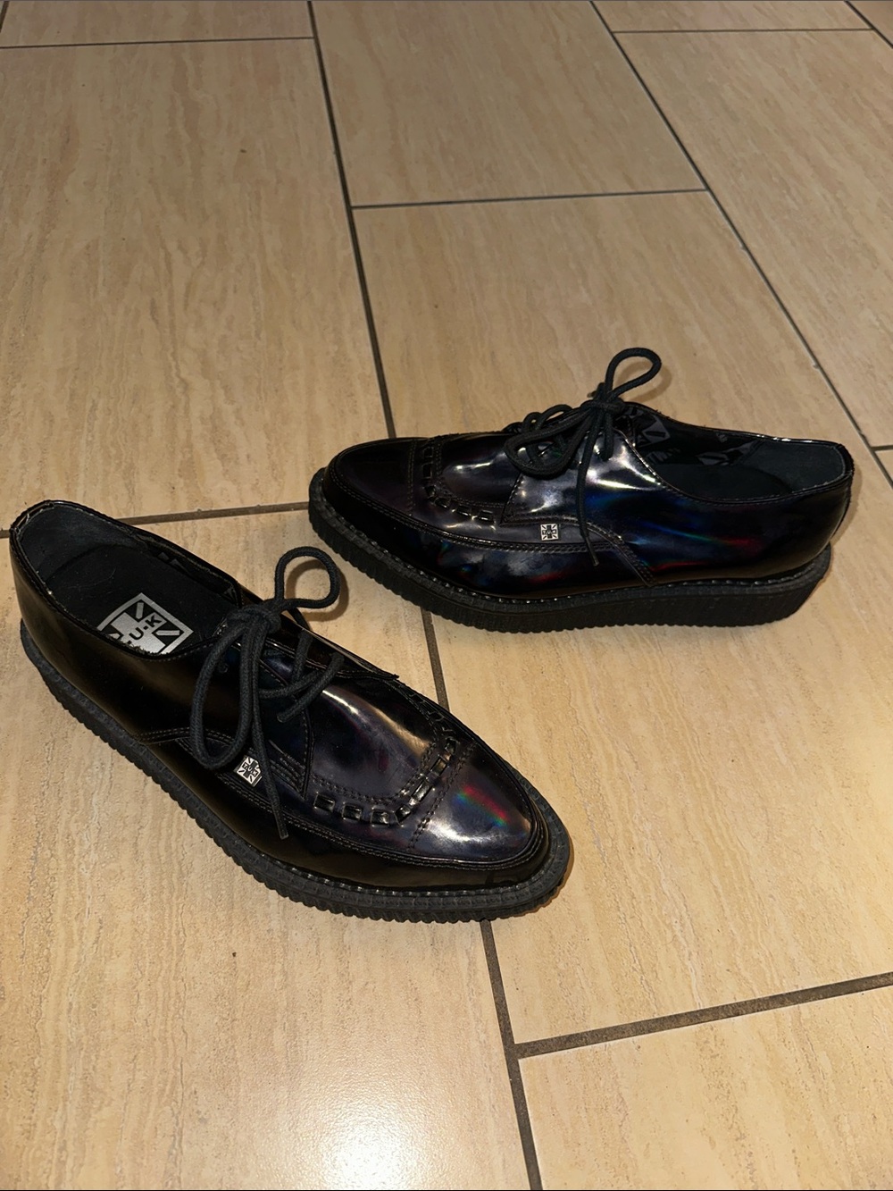 TUK Faux Leather Patent Pointy Toe Creepers Shoes Men’s Size 7